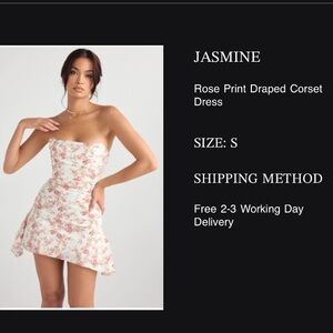 House of CB Jasmine Rose Print Draped corset Floral Mini Dress